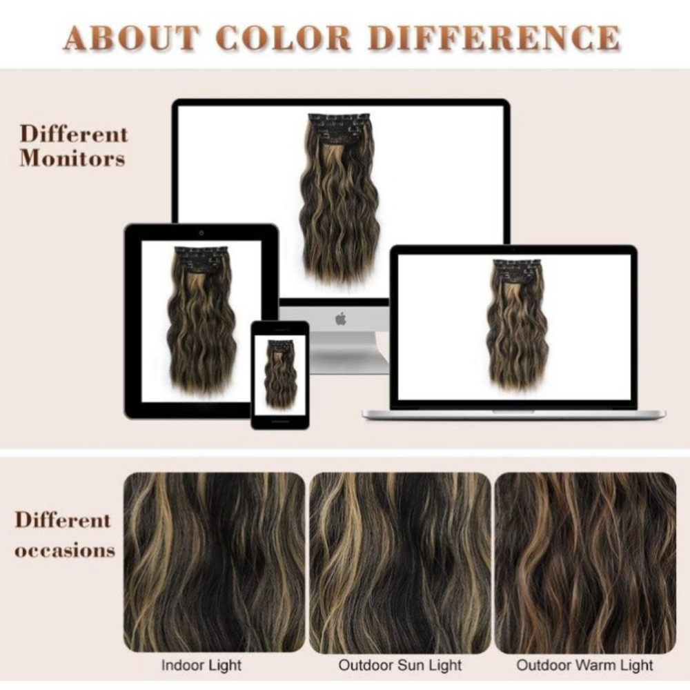 Clip in hair extensions 20 inch 4 pieces 11 clips - Picture 5 of 5